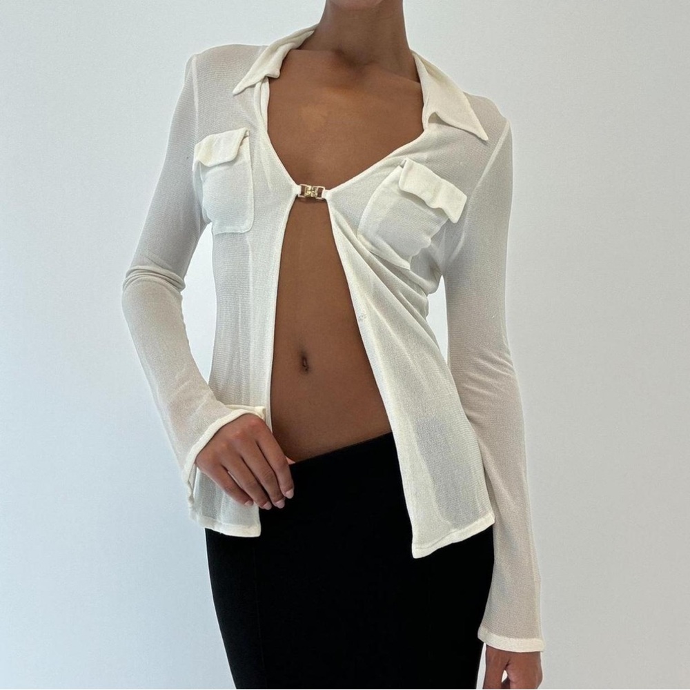 Gucci Tom ford sheer open top blouse corset gold Gucci symbol